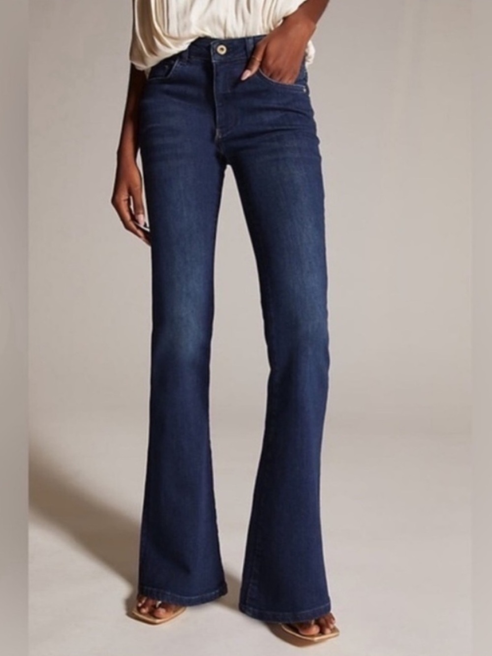 Pilcro The Demilune Boot cut flare low rise dark wash jeans